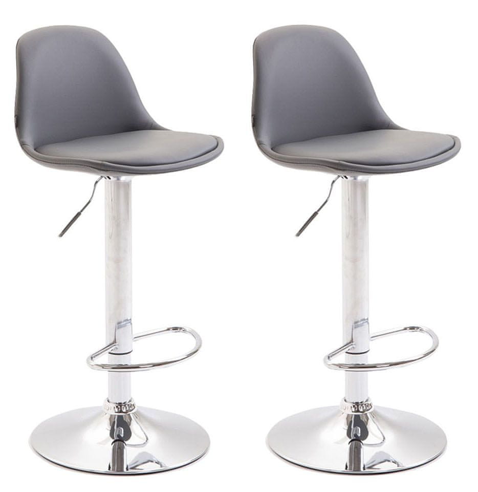 BHM Germany Barová stolička Kiel (SET 2 ks), syntetická koža, šedá